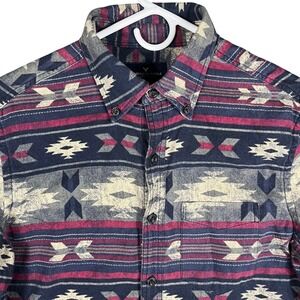 American Eagle Button Down Shirt Mens S Blue Red Aztec Southwestern Classic Fit